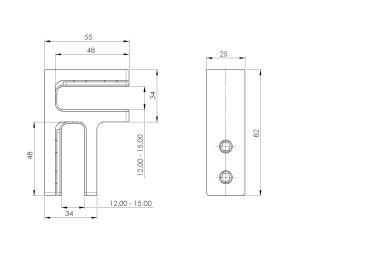 Edelstahl 12-15mm AISI 316 Glas Verbinder Glashalter Glasverbinder V4A